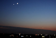 Venus, Mond, Jupiter und Merkur