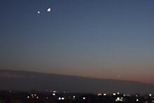 Venus, Mond, Jupiter und Merkur